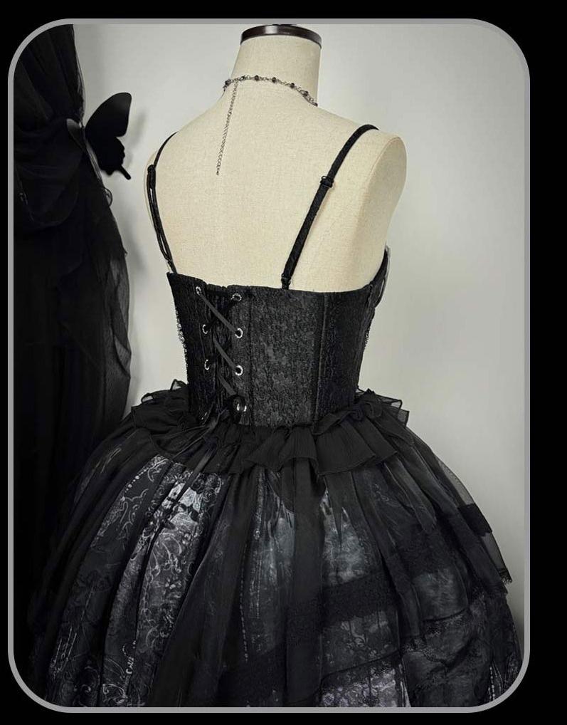 Susin Lolita - Bone-Eroded Butterfly - Gothic Lolita JSK & SK Set 44051:793347