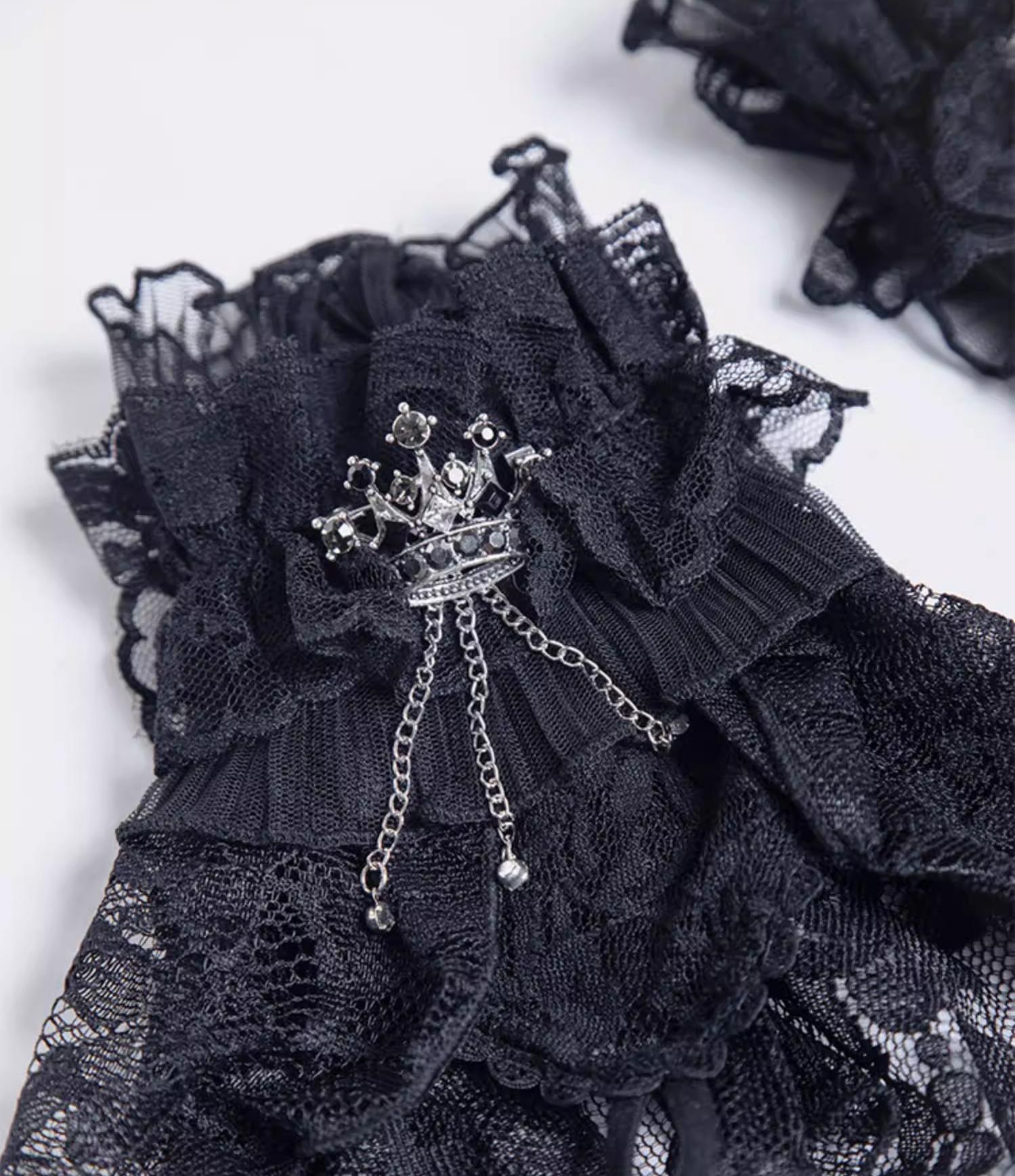 Gothic Lolita Lace Cuffs, Crown Decoration 44651:818088