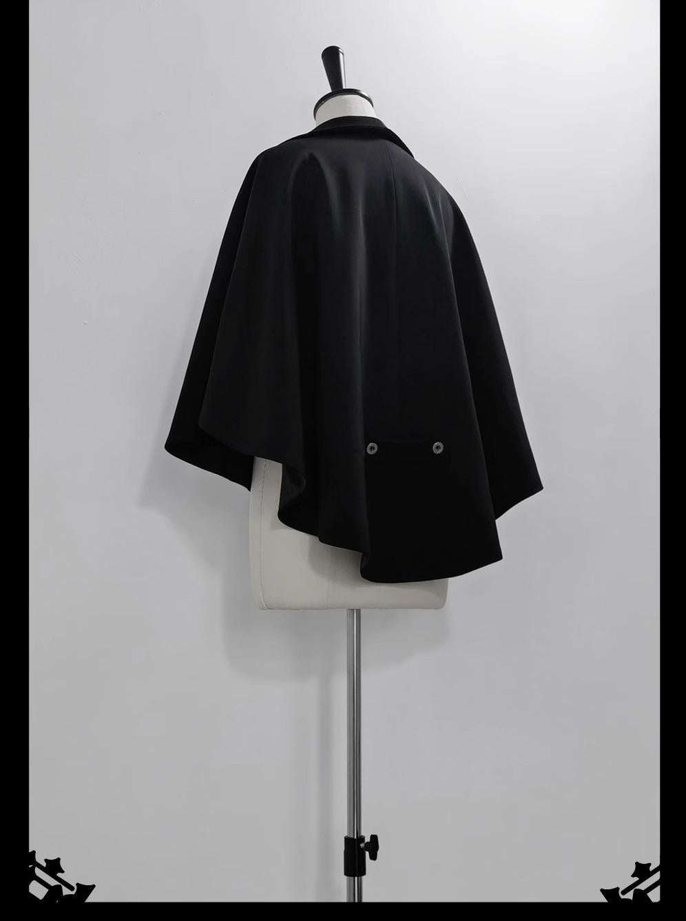 Princess Chronicles - Rabbit Feather - Black Ouji Lolita Vest Shorts Suit Prince Cloak Set 40536:663166