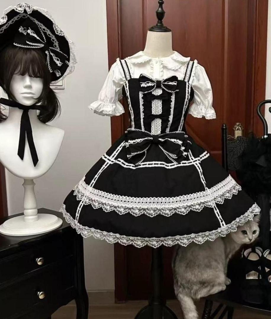 Old Heartache - Cotton Old School Lolita JSK Dress with Bows 45600:854552