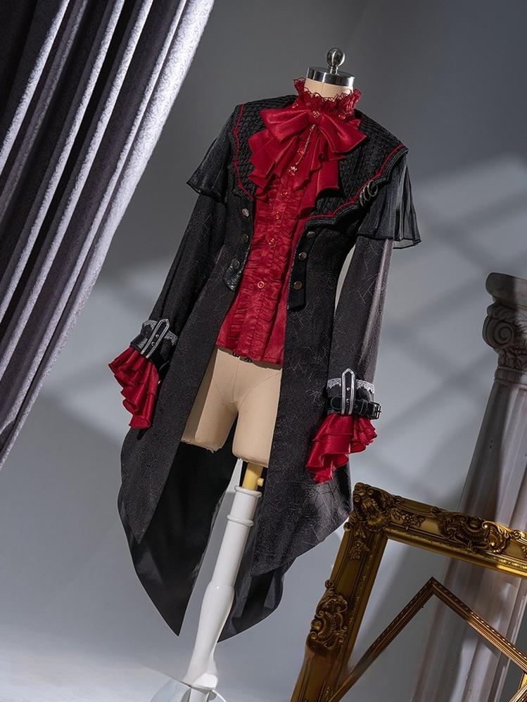 Forest Fluorescent Carps - Rose Countess - Ouji Lolita Pants Suit Prince Coat Elegant Shirt Trailing S Coat Only