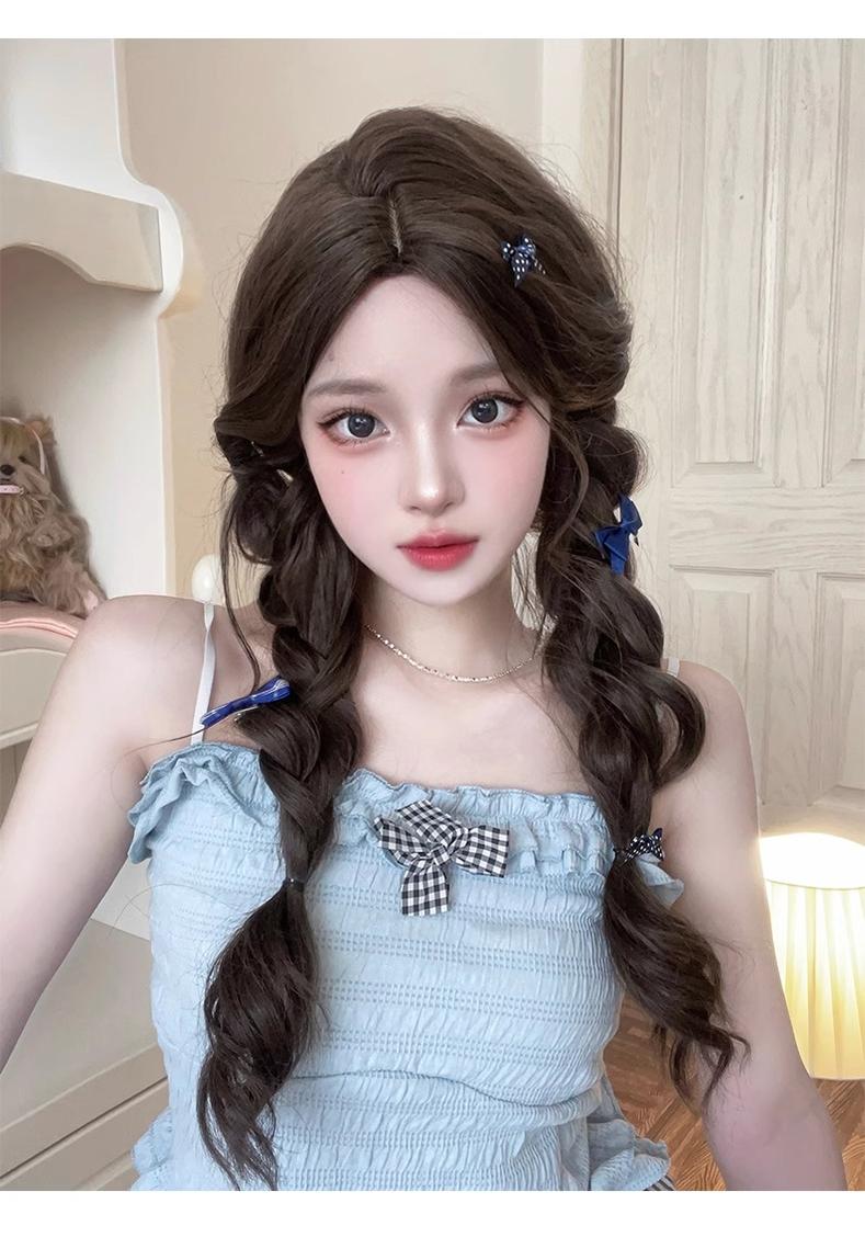 Alicegarden - Daily Lolita Wig Brown Wig With Long Wavy Cool brown wig with a hair net
