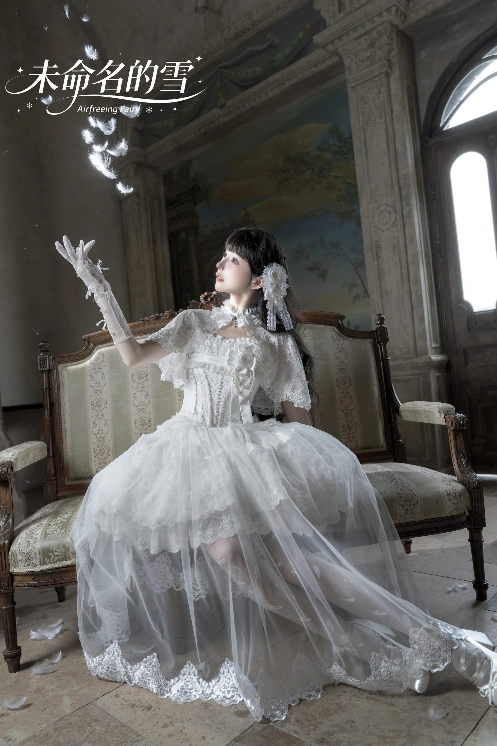 Nameless Snow - Classic Lolita Corset JSK Dress, Detachable Cape 45683:859009
