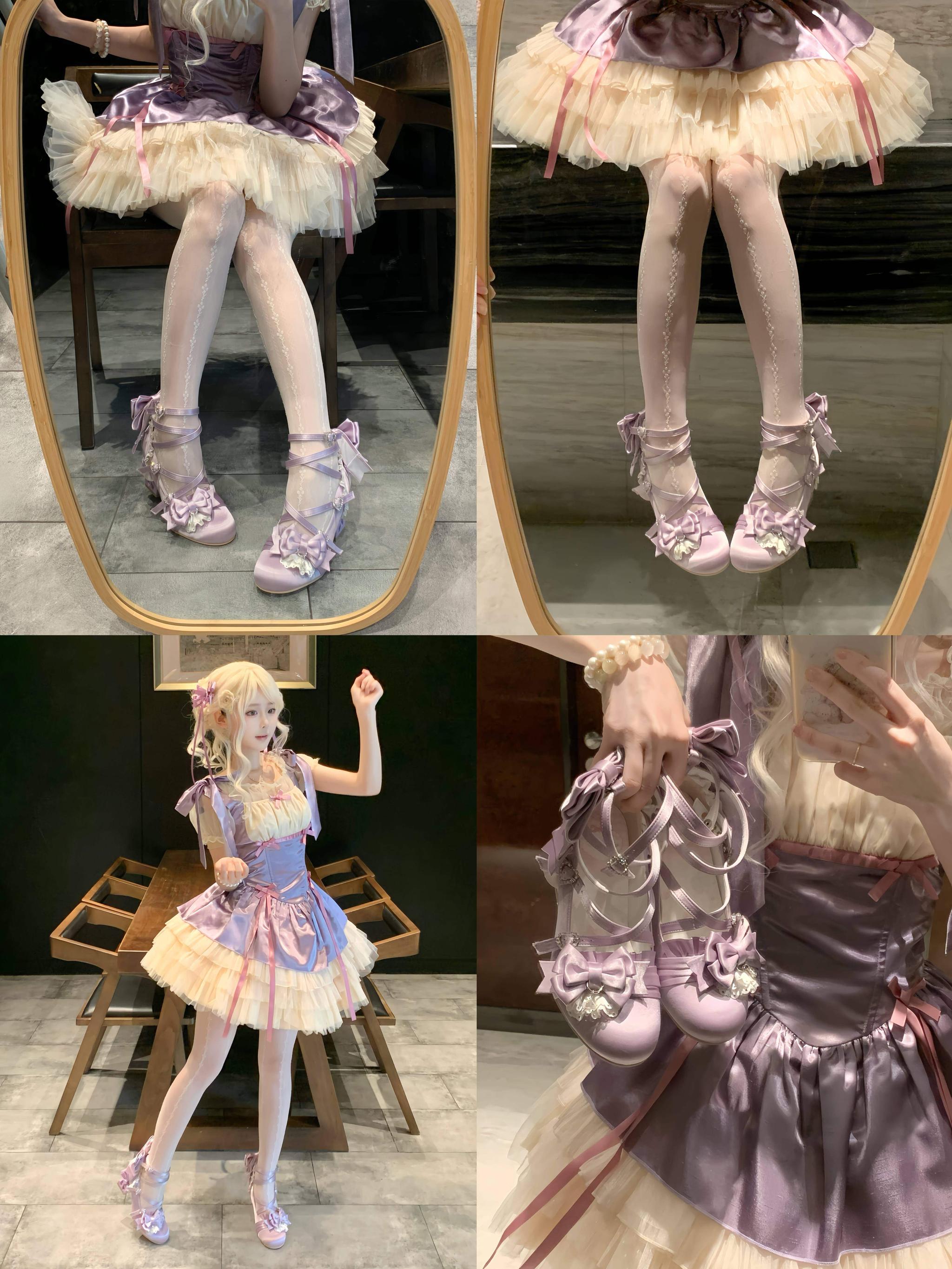 Thousand Knots - Classic Lolita Satin Heels Shoes, Bow-shaped Heel 45207:840827