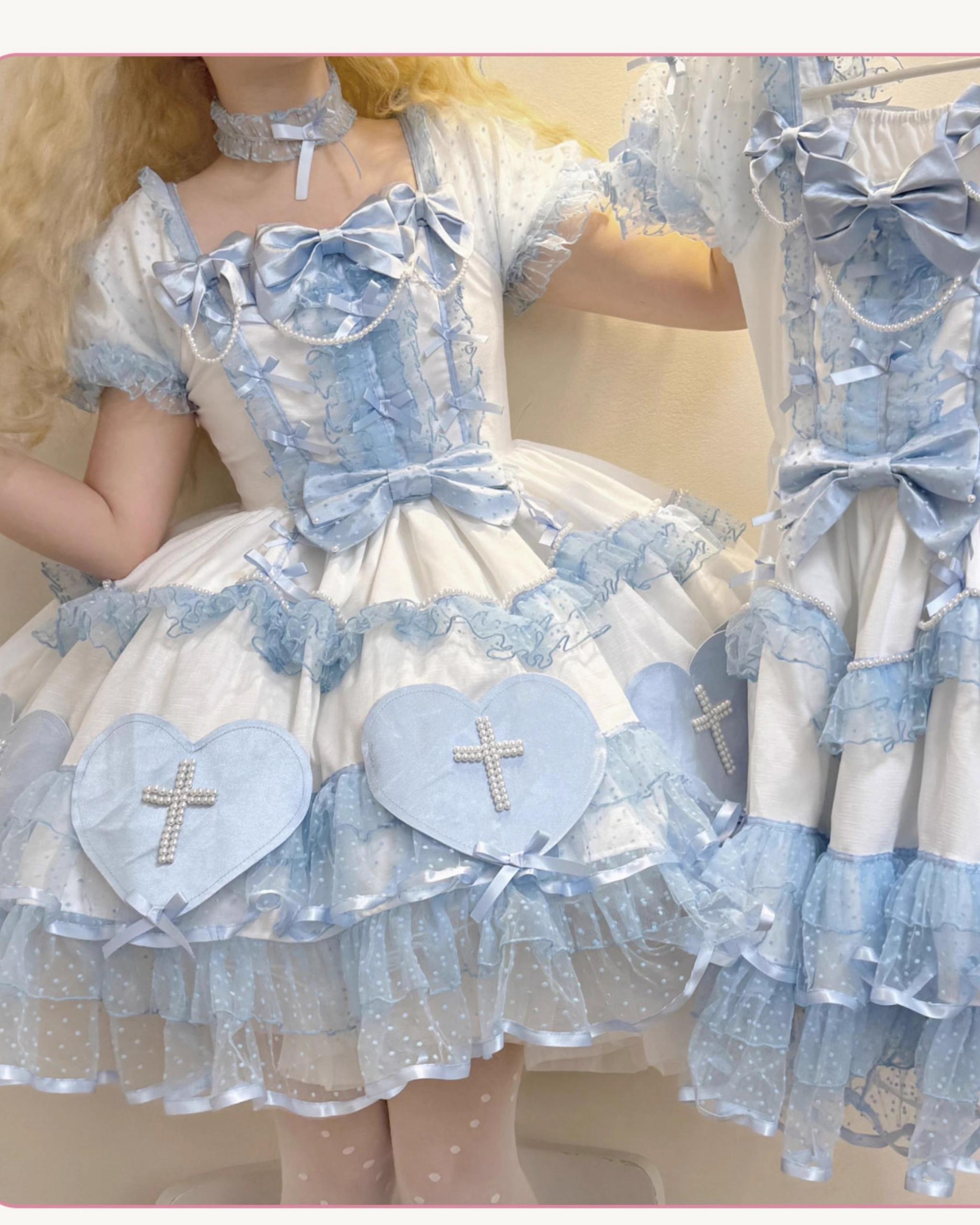 Showa Cross Lovers - Old School Lolita Heart Shaped OP Dress Accessories 39228:617140