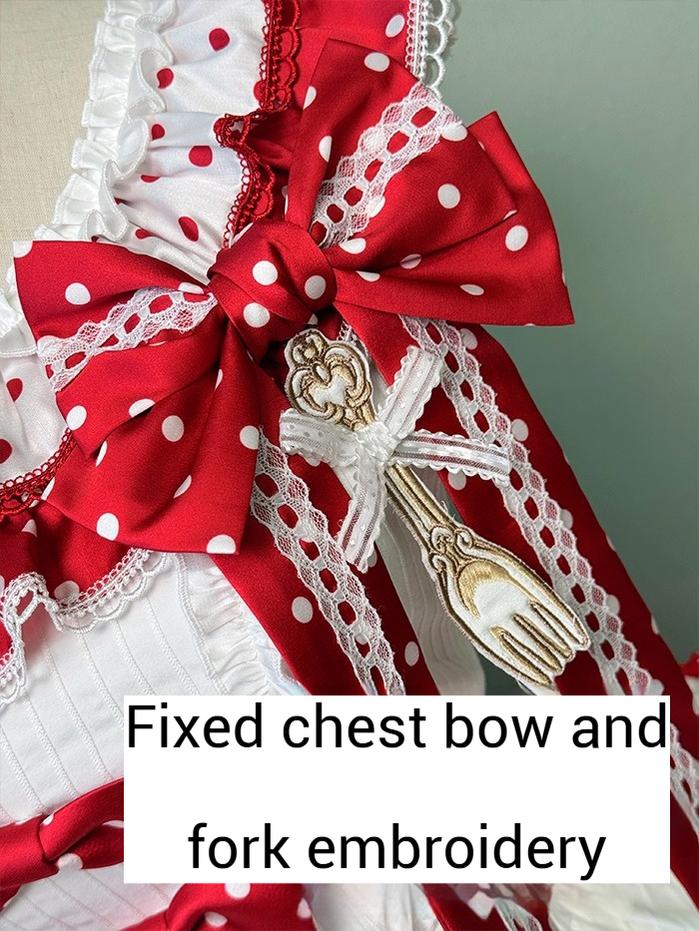 Shuang Sheng Xiao Xiong - Bite The Cake - Sweet Lolita Dress, Red & White Polka Dots 43600:780776