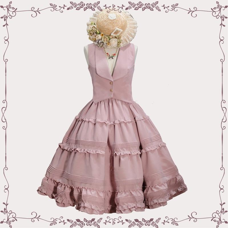 Tiny Garden - Old Love Songs - Lolita Elegant Vintage SK and Waistcoat S-SK only leather pink