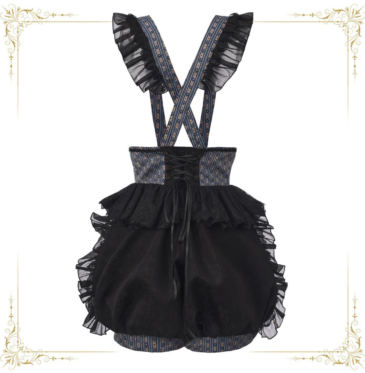 Immortal Bunny's Invitation - High-Waist Ouji Lolita Lantern Shorts, Detachable Straps