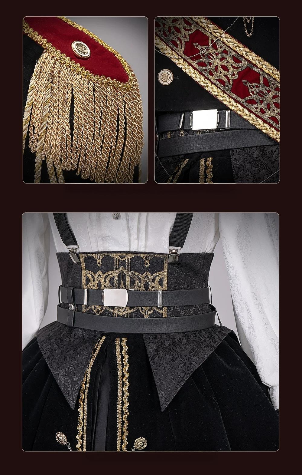Canticle of Rites - Military Ouji Lolita Jacket & Shorts Set, Detachable Train 46053:873843