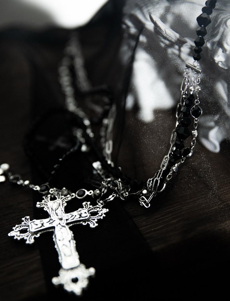 Cain and Lilith - Wool Gothic Lolita Long Coat, Cross Details