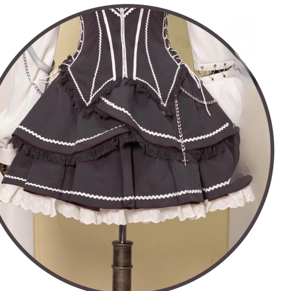OCELOT - Love Affairs - Sweet Lolita Bodice Set Spicy Cowgirl Dress Set S Brown-purple skirt