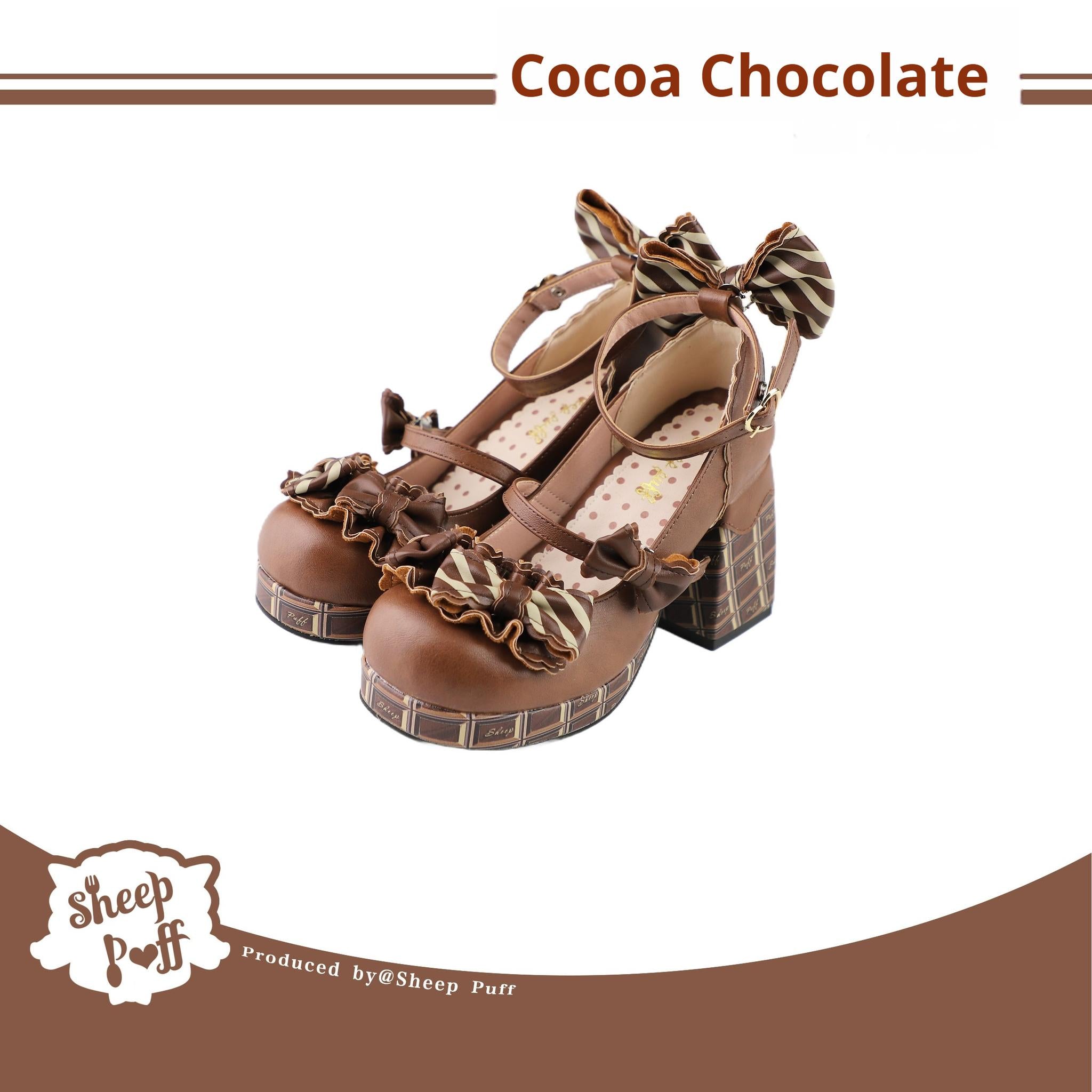 Sheep Puff - Layered Pastry - Sweet Lolita High Heel Shoes Chocolate Prints Shoes 35 Cocoa chocolate