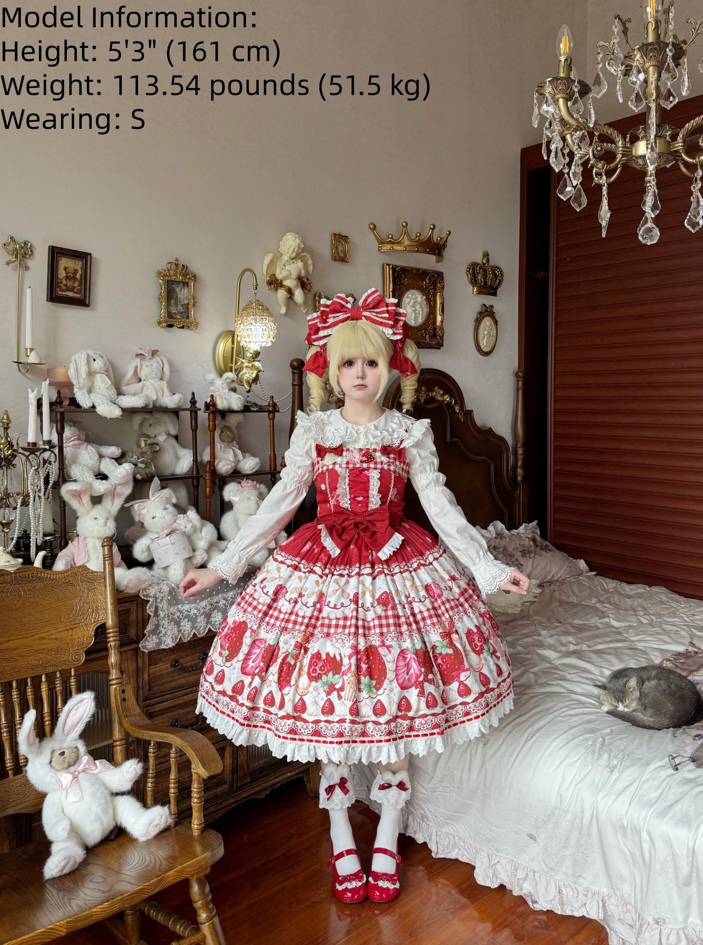 Plaid Strawberry Jam - Sweet Lolita Strawberry Printed JSK Dress 45545:853151