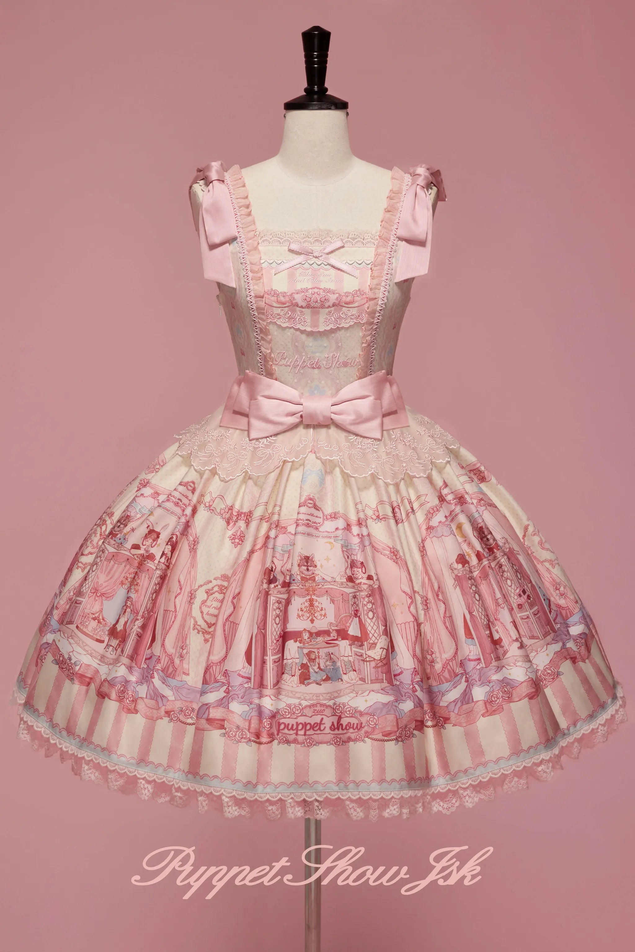 Puppet Show - Doll-like Lolita Embroidered Collar JSK, Puppet Show Print (2XL L M S XL) 45823:864719