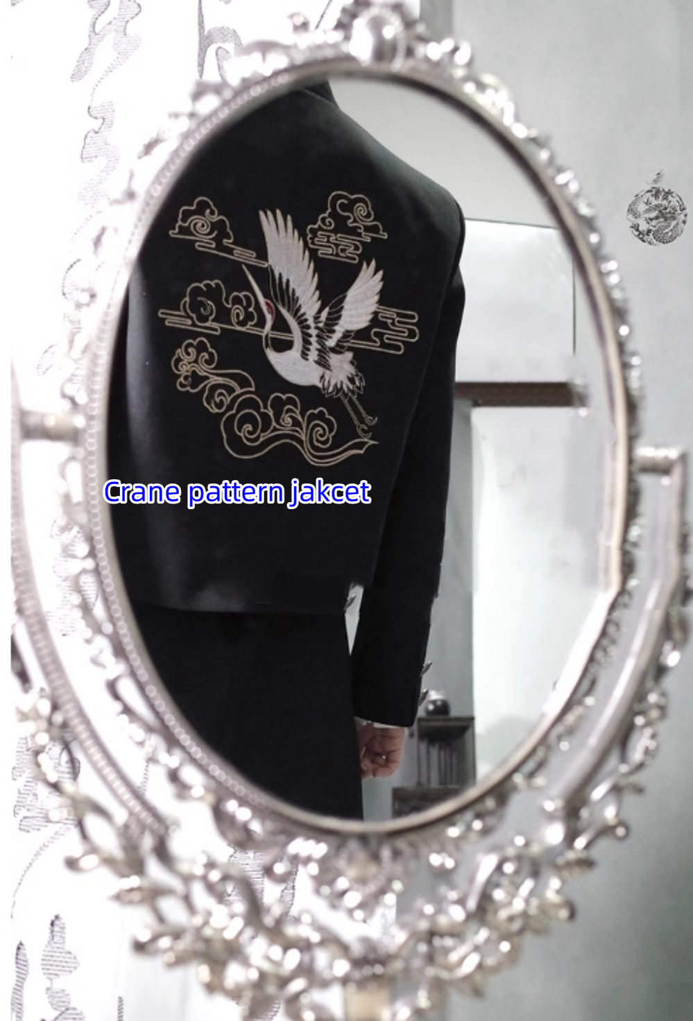 CastleToo - Chinese-style Han Element Zhongshan Suit Dragon and Crane Pattern S Crane pattern jacket only