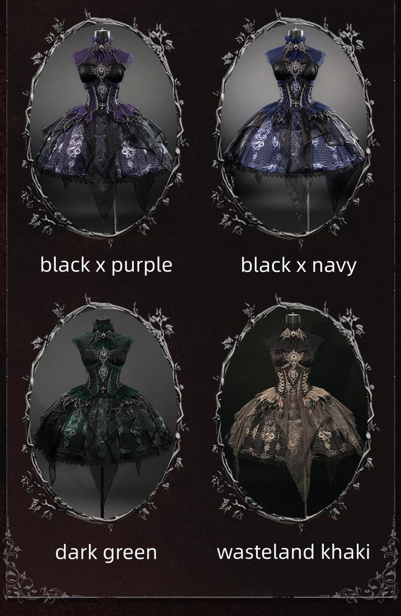Bone Dragon - Gothic Lolita Corset JSK Dress Set with Embroidery 45654:857006