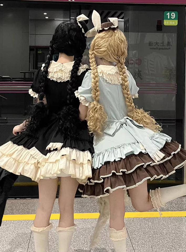 Creamy Bud - Old School Lolita OP Dress, Bunny Ear Heart Accent