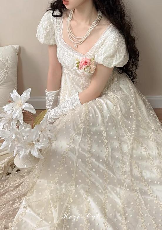 Hezi's Cat Haven~Mist Rose~Plus Size Lolita Empire Waist OP Dress 42268:734652