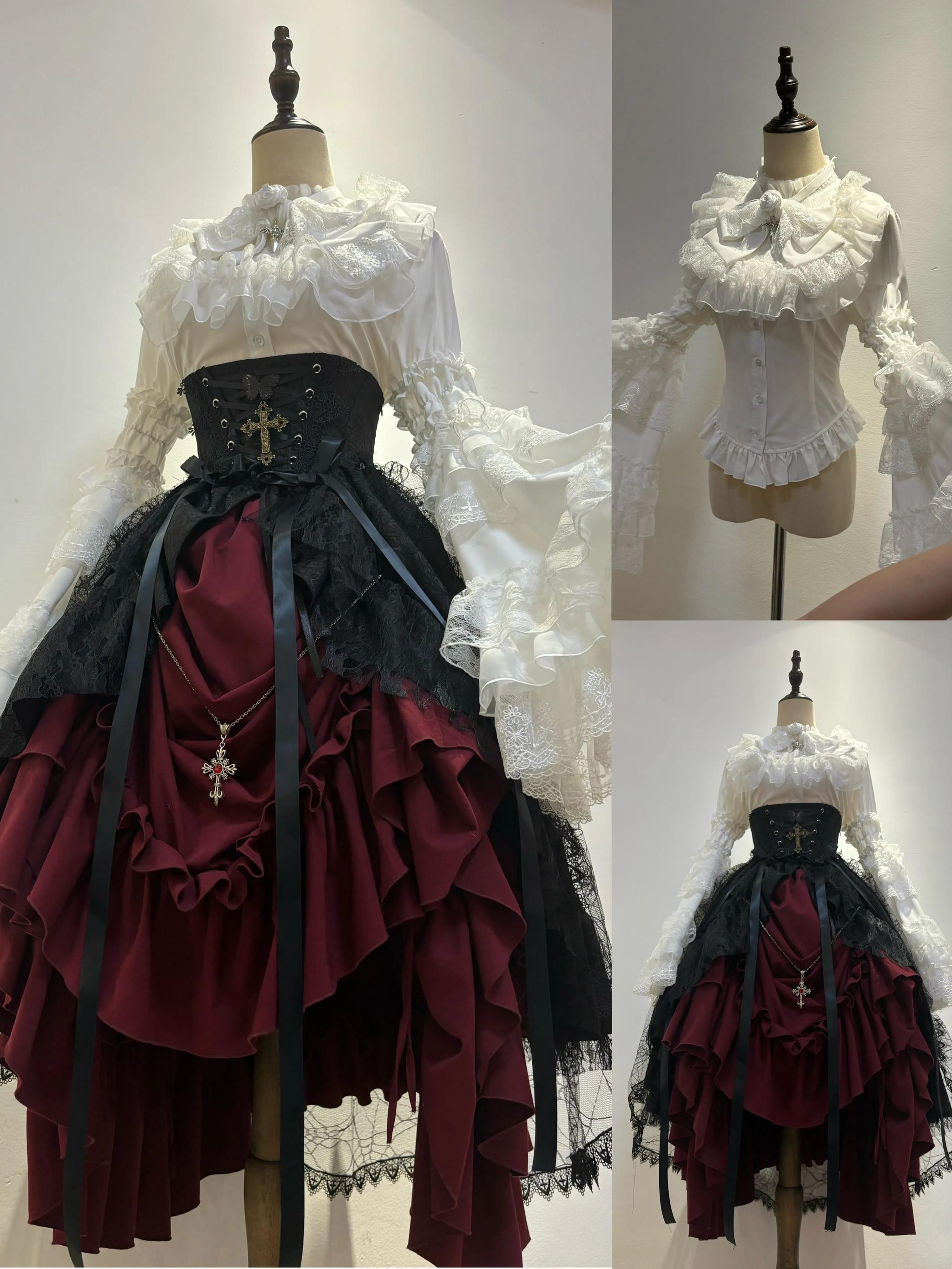 Nightingale Girl - Eternal Taboo - Gothic Lolita Dress Princess Sleeve Shirt White blouse only S