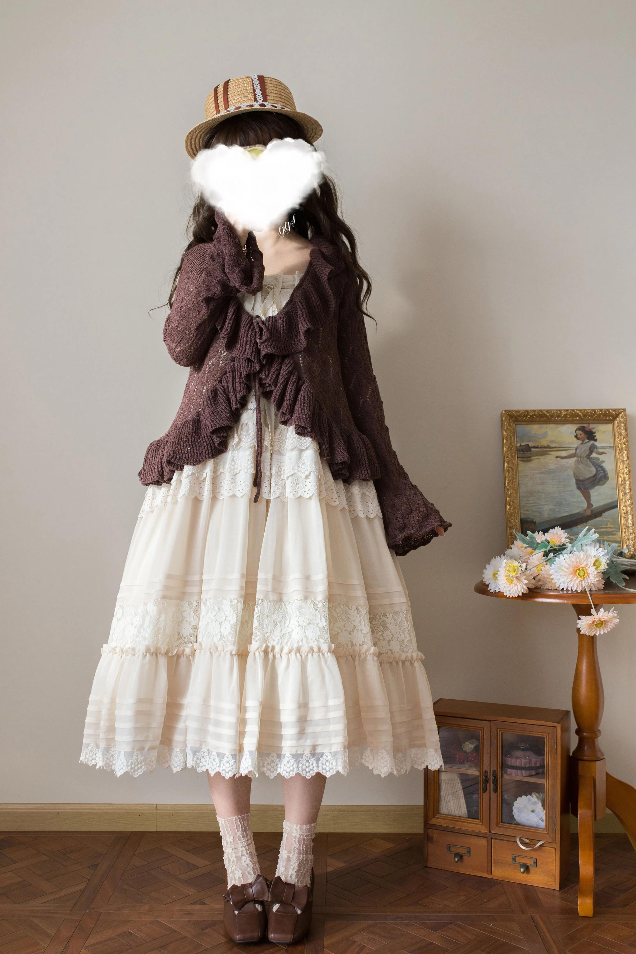 Sunset Bouquet - Elegant Lolita Cardigan, Flounce Hem