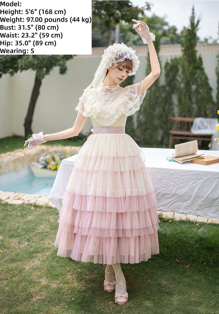 True Vow - Embroidered Classic Lolita Dress, Layered Gradient Hem