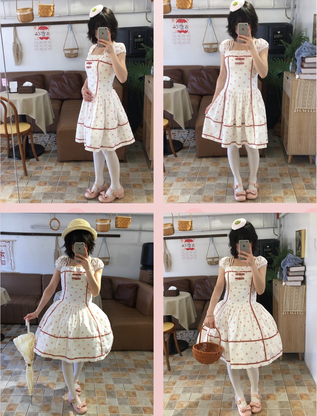 Polka Dot Birdcage - Old School Lolita Polka Dot OP Dress with Halter Neck