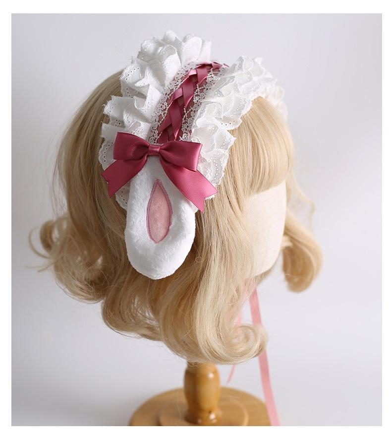 Xiaogui - Kawaii Lolita Headband with Bunny Ear Clip Drooping Bunny Ear Headband Only