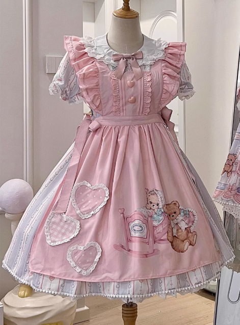 Eternity Spring~Barbie Bear~Sweet Lolita Bear Print JSK and OP 21222:300660