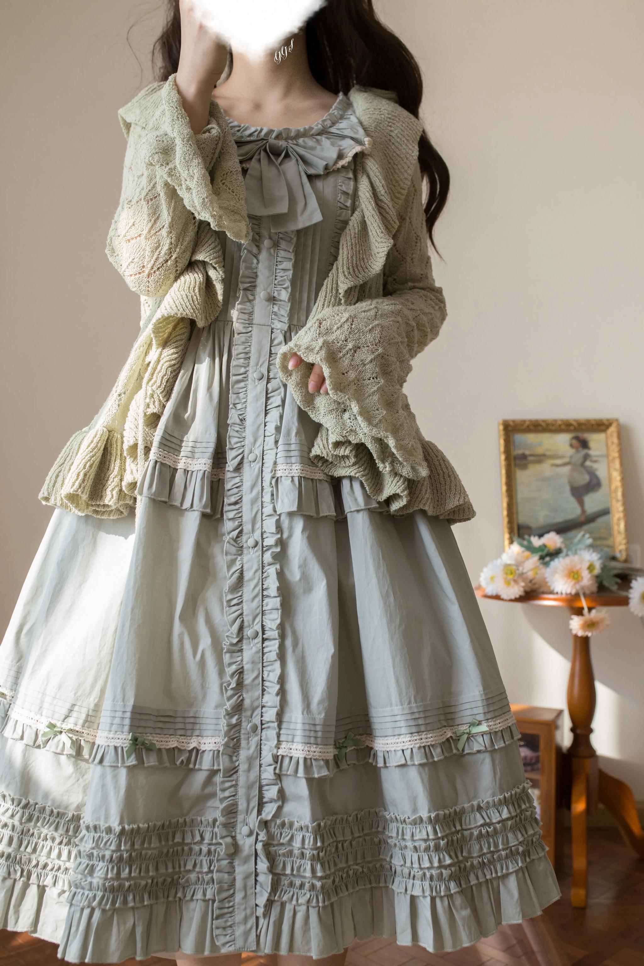 Sunset Bouquet - Elegant Lolita Cardigan, Flounce Hem