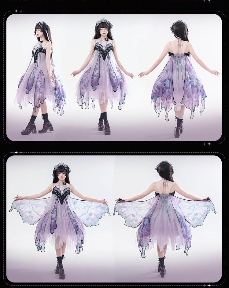 Urtto - Dead Leaf Butterfly - Chiffon Gothic Lolita JSK, Irregular Tiered Skirt 44352:804275
