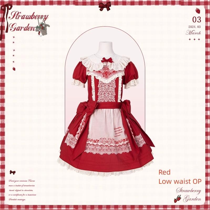 Flower and Pearl Box - Strawberry Basket - Country Lolita Dress Plaid Summer Spring Dress (L M S XL) 35676:498026