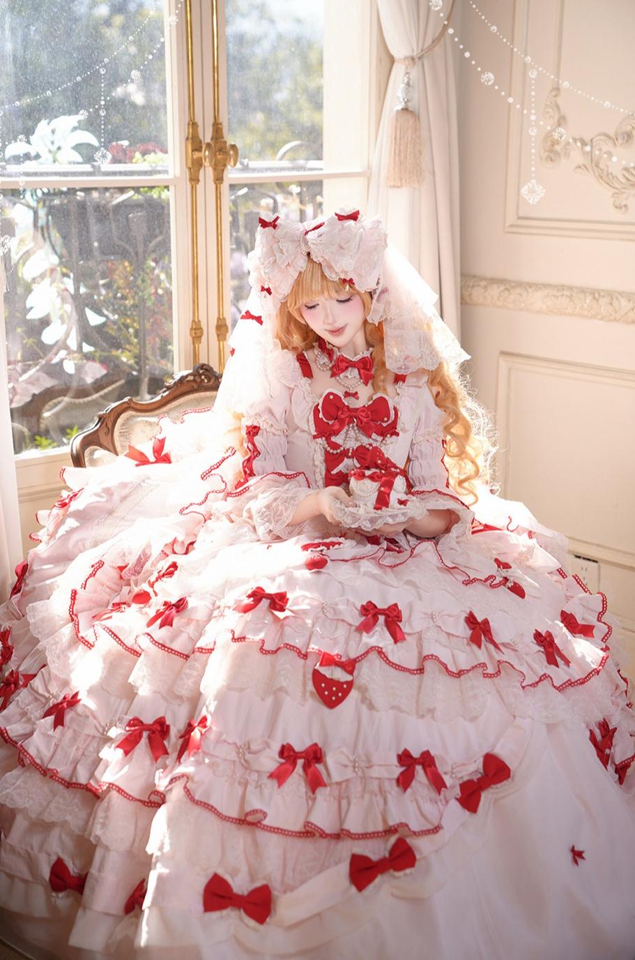 Strawberry Ribbon - Sweet Lolita Wedding Dress, Side Opening 44910:827507