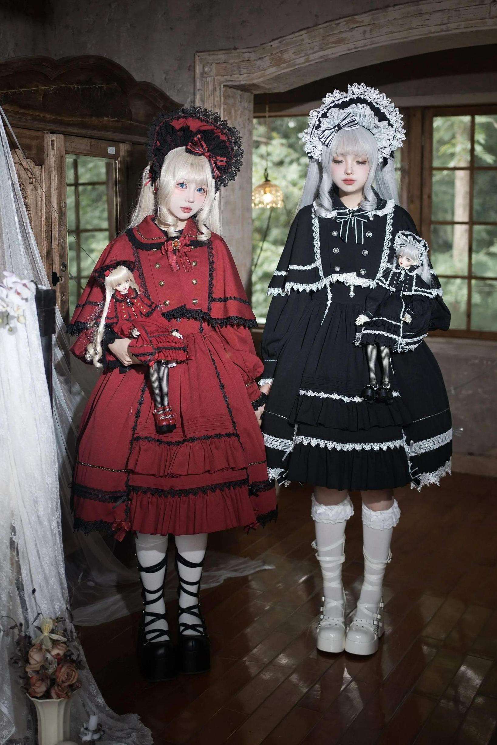 Ningyo Night - Old School Lolita OP Dress, Peter Pan Collar Cape 44635:816685