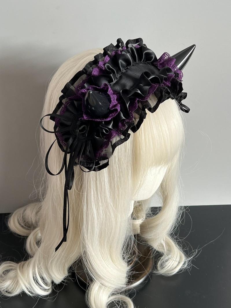 MAID - Gothic Lolita Halloween KC Devil Horn Hairband Customizable Color