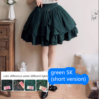 (Buyforme)Uncle Wall Original~Rich Girl~Elegant Lolita SK and Shirt S green SK (short version) 