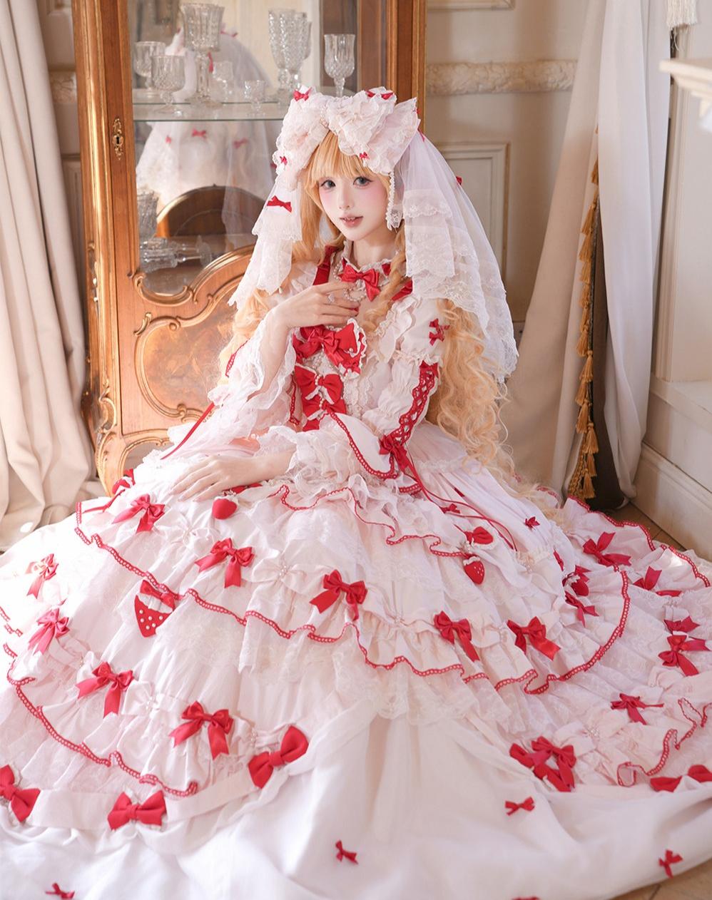 Strawberry Ribbon - Sweet Lolita Wedding Dress, Side Opening 44910:827510