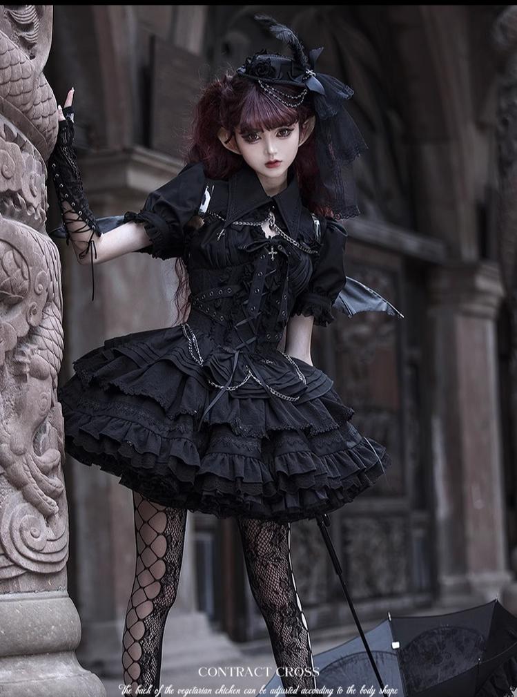 black gothic lolita dress cross Contract Cross