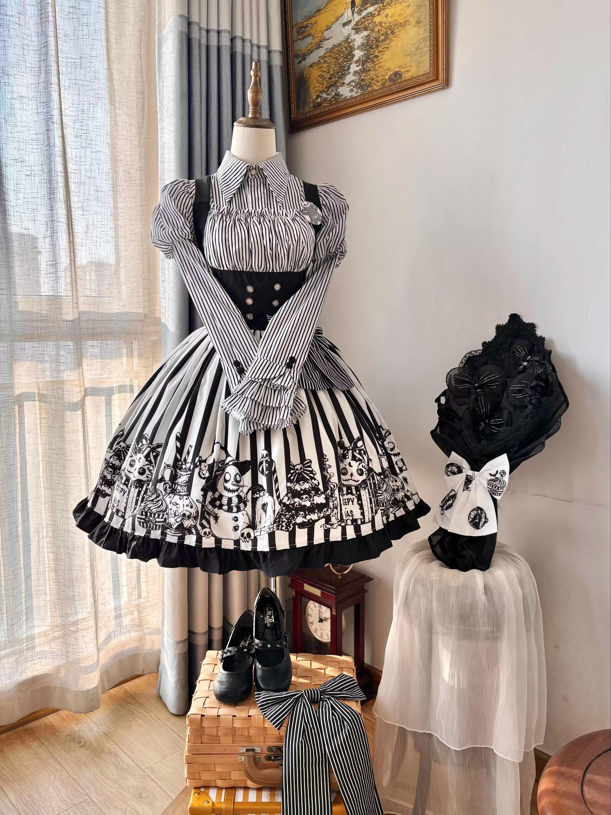 Strange Christmas - Striped Gothic Lolita JSK, Bust Supporting Dress (L M S XL) 44412:807188