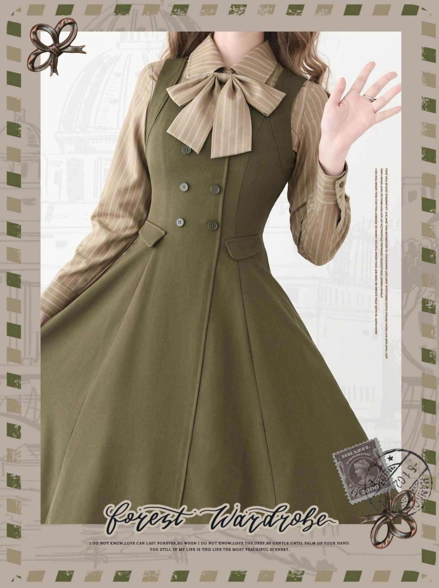 Forest Wardrobe - Foggy Forest - Elegant Lolita A-line JSK Dress, Side Pockets 44271:801691