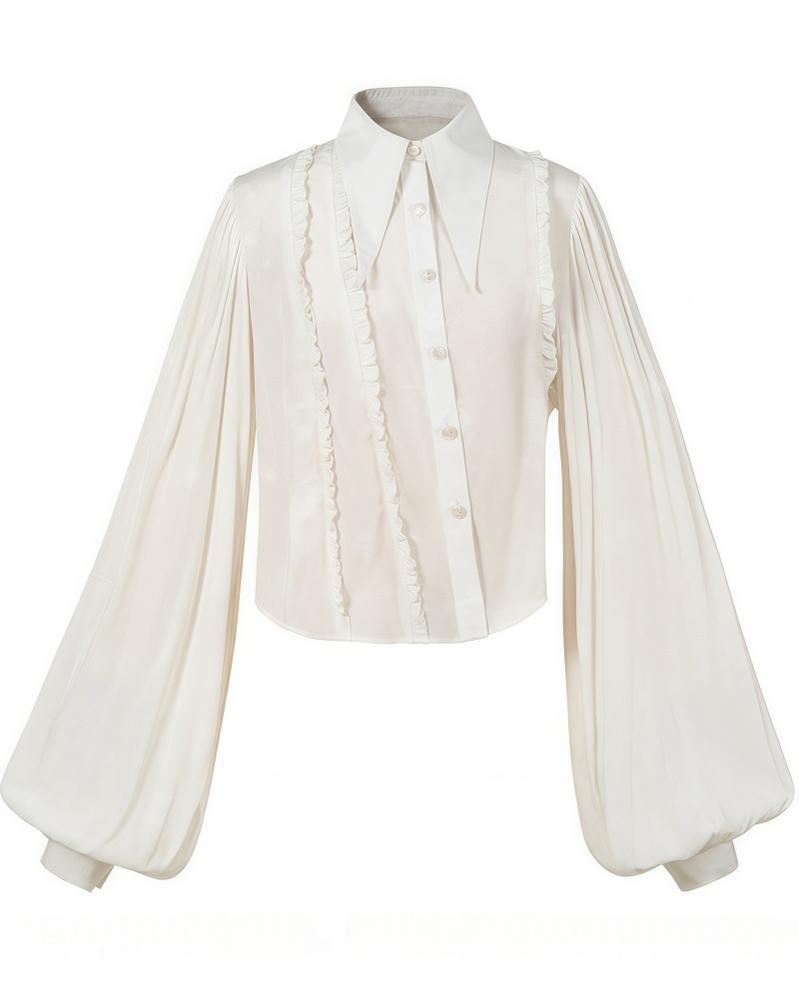 ZJstory - Starry for You - Vintage Lolita Shirt American Retro Style Blouse White S