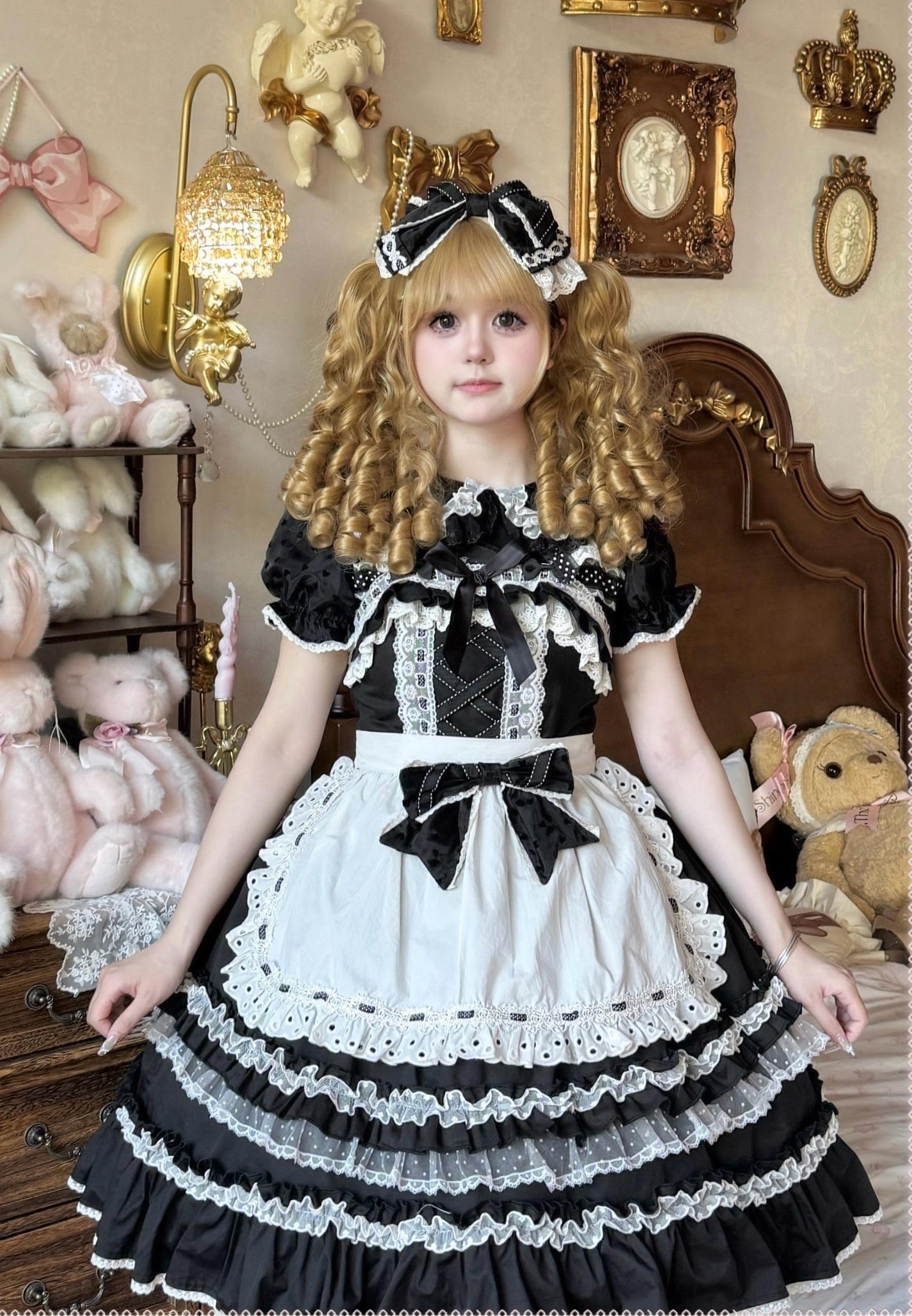 Little Dessert Chef - Old School Lolita JSK Dress, Cream-Like Ruffle
