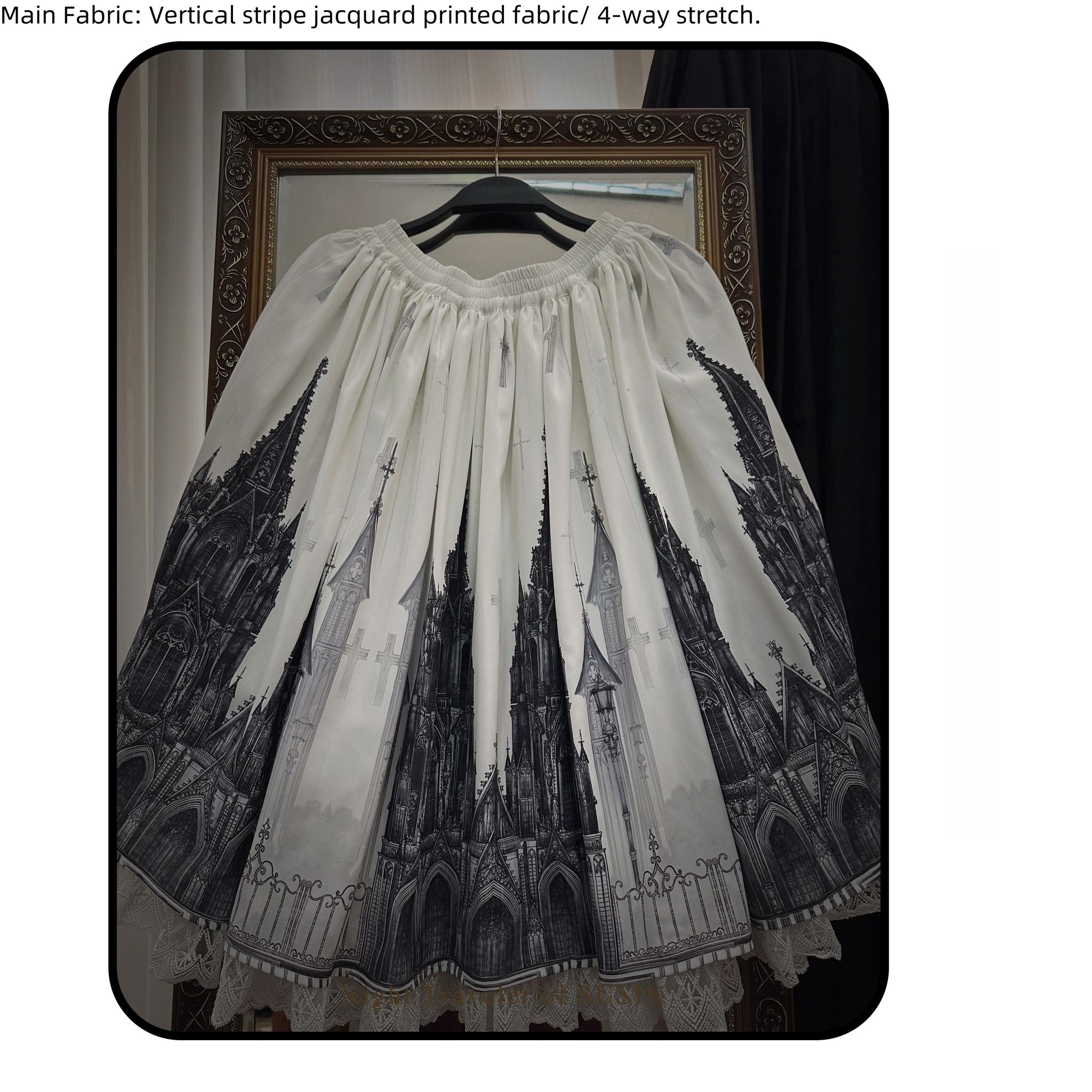 Susin Lolita - Night Traveler - Gothic Lolita Skirt Outfit Long Coat Shirt and Bustier Set 42118:727546