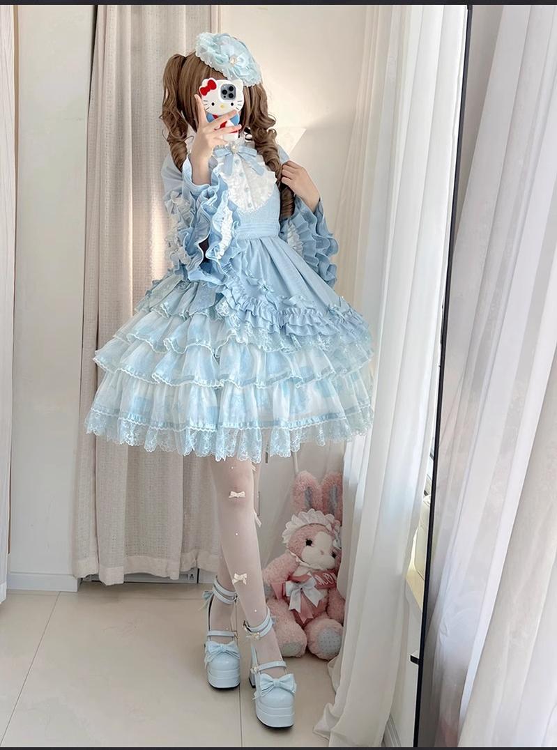 Buling Moon - Solo Puppet - Sweet Lolita OP Dress with Princess Long Sleeves