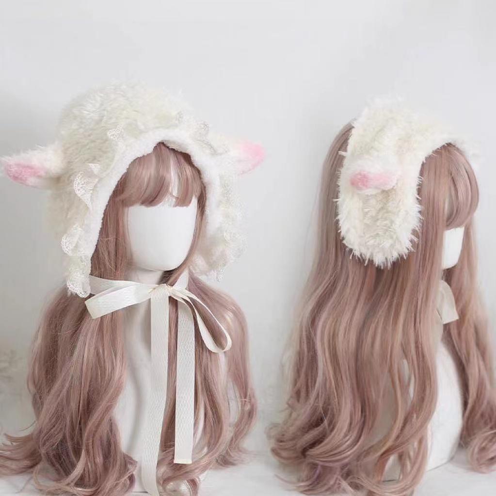 Xiaogui - Kawaii Lolita Earflap Hat Winter Lolita Earflap Hat Sheep Ear