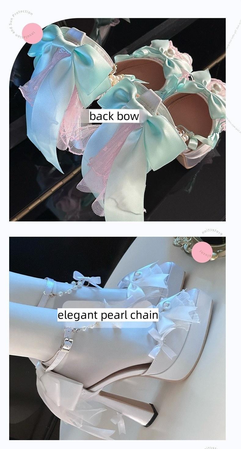 Sky Rabbit - Butterfly Dream - Wedding Sweet Lolita Platform Shoes with High Heels