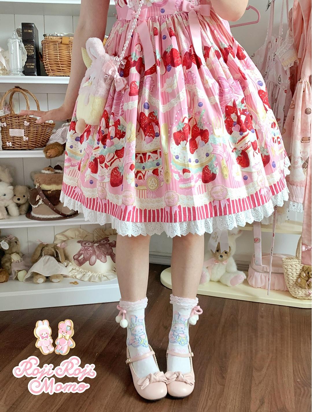 Roji Roji - Kawaii Lolita Mid-Calf Socks, Rabbit Print 44017:792668