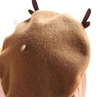 Xiaogui - Kawaii Lolita Deer Horn Beret Christmas Multicolors