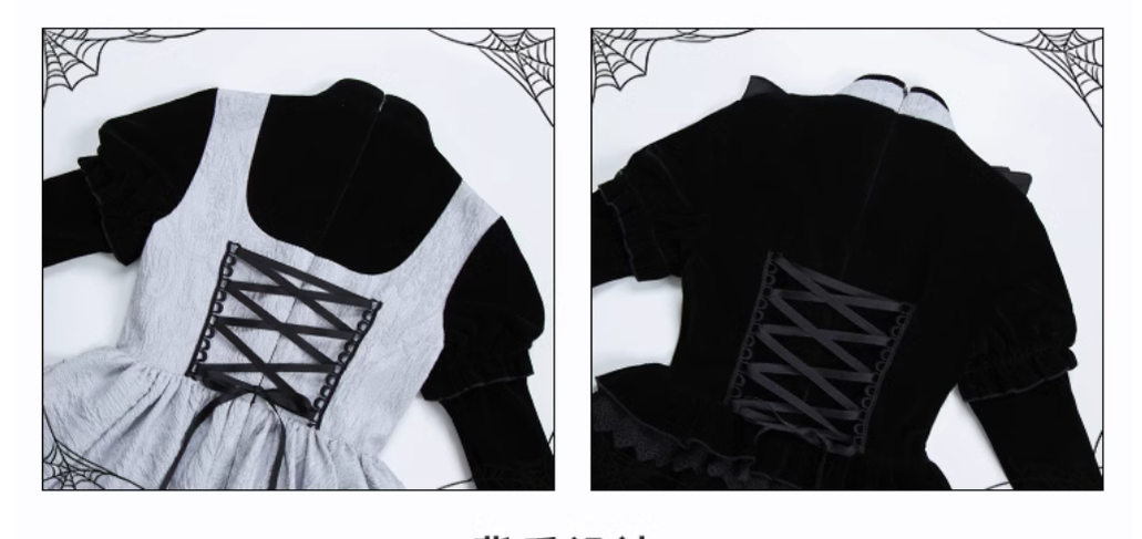 With Puji - Innocent Talk - Halloween Chinese Style Lolita OP Black-silver Gray Dress 39966:645936
