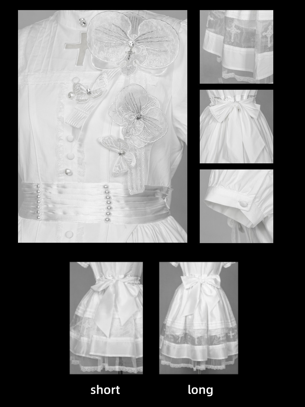 Ghost Orchid - Gothic Lolita OP Dress, Embroidered Cross