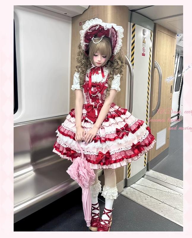 Sakurahime - Ribbon Strawberry - Sweet Lolita JSK and BNT with Old School Lolita Style